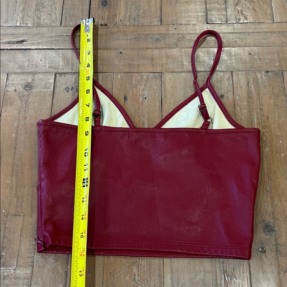 Lola Grace Women's XS Burgundy faux Leather Crop Top bralette - Picture 6 of 8